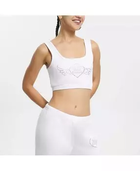 Укороченная флисовая майка V-day с исправлением Juicy Couture, белый