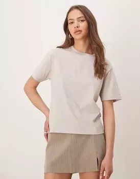 Укороченная футболка Abercrombie & Fitch бежевого цвета