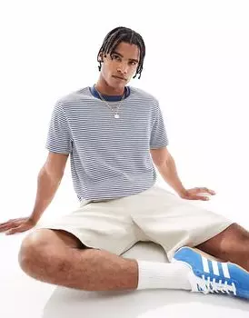 Укороченная футболка ASOS DESIGN в сине-белую полоску