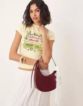 Укороченная футболка ASOS DESIGN желтого цвета с графическим принтом Tuscany Olive Oil