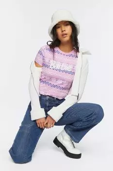 Укороченная футболка Barbie Fair Isle Forever 21, розовый