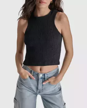 Укороченная футболка без рукавов Dkny Jeans, черный