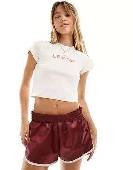 Укороченная футболка цвета экрю на каждый день с логотипом Levi's