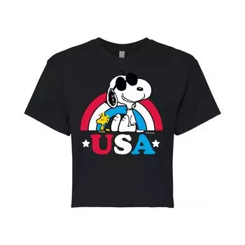 Укороченная футболка цвета радуги для юниоров Peanuts USA Licensed Character, черный