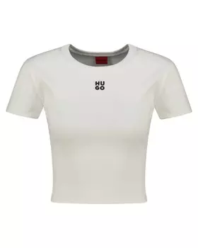 Укороченная футболка Delanor slim fit Hugo, белый