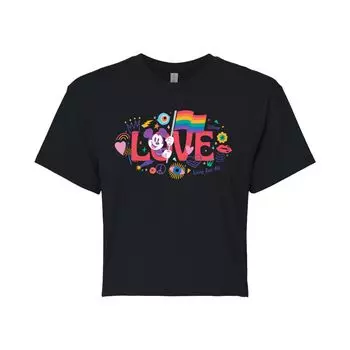 Укороченная футболка Disney's Juniors' Love Mickey Disney, черный