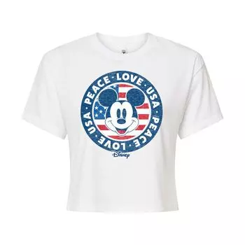 Укороченная футболка Disney's Juniors' Peace Love USA Disney