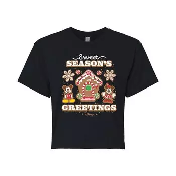 Укороченная футболка Disney's Mickey & Minnie Mouse Sweet Seasons Greetings для детей Licensed Character, черный