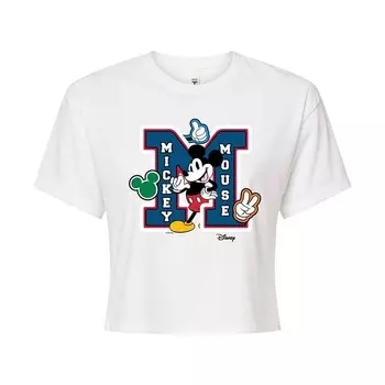 Укороченная футболка Disney's Mickey Mouse Junior с нашивками, белый