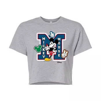Укороченная футболка Disney's Mickey Mouse Junior с нашивками, цвет Heather Gray