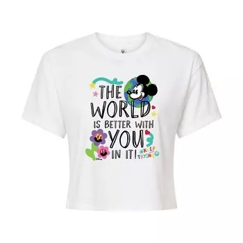 Укороченная футболка Disney's Mickey Mouse Junior's Better With You, белый