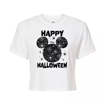 Укороченная футболка Disney's Mickey Mouse Junior's Happy Halloween Spider Web Licensed Character, белый