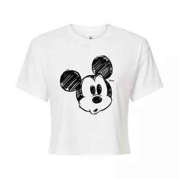 Укороченная футболка Disney's Mickey Mouse Junior's Sketch Head, белый