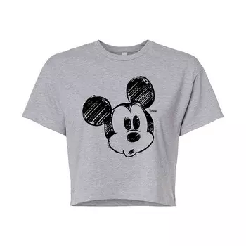 Укороченная футболка Disney's Mickey Mouse Junior's Sketch Head, цвет Heather Gray