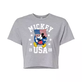 Укороченная футболка Disney's Mickey Mouse Junior с развевающимся флагом США Disney