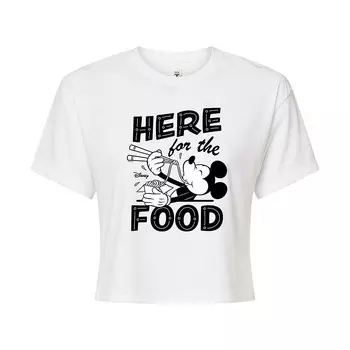 Укороченная футболка Disney's Mickey Mouse Juniors Here For The Food, белый