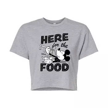 Укороченная футболка Disney's Mickey Mouse Juniors Here For The Food, цвет Heather Gray