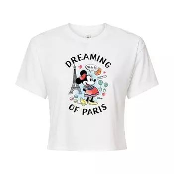 Укороченная футболка Disney's Minnie Mouse Junior's Dreaming In Paris, белый
