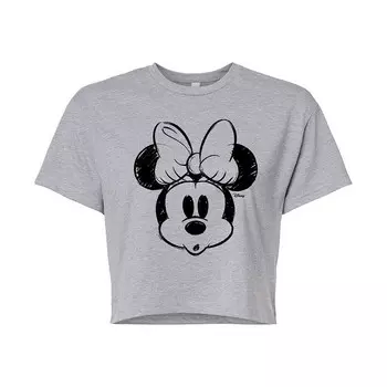 Укороченная футболка Disney's Minnie Mouse Junior's Sketch Head, цвет Heather Gray