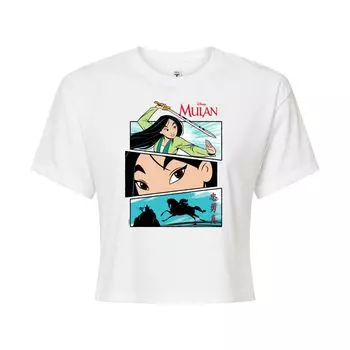 Укороченная футболка Disney's Mulan Juniors в стиле комиксов Licensed Character, белый