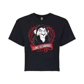 Укороченная футболка Disney's The Lion King Scar Juniors Love Is Savage, черный