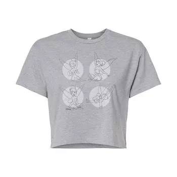 Укороченная футболка Disney's Tinker Bell Juniors' Pose Grid, цвет Heather Gray