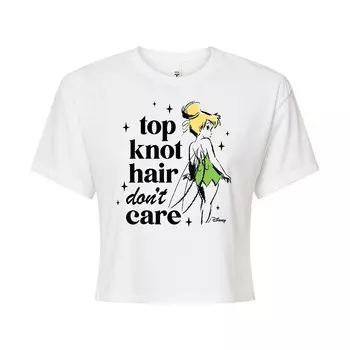 Укороченная футболка Disney's Tinker Bell Juniors Top Knot Hair Don't Care, белый