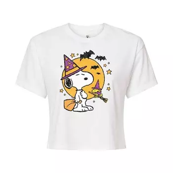 Укороченная футболка для детей Peanuts Snoopy & Woodstock Halloween Licensed Character, белый