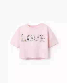 Укороченная футболка для девочек с принтом Снупи Zippy, цвет Rosa