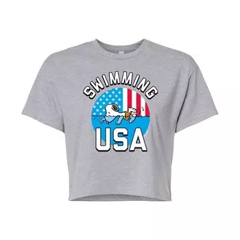 Укороченная футболка для плавания Peanuts Snoopy USA для юниоров Licensed Character, серый