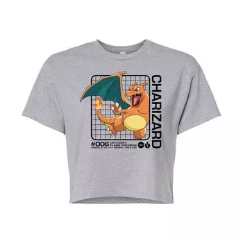 Укороченная футболка для подростков Pokemon Charizard Licensed Character, серый