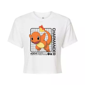 Укороченная футболка для подростков Pokemon Charmander Licensed Character, белый