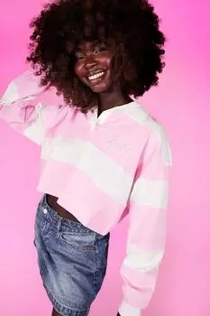Укороченная футболка для регби барби Boohoo, розовый