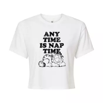 Укороченная футболка Gafield Any Time Is Nap Time для юниоров Licensed Character, белый