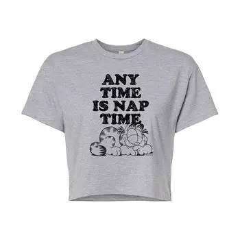 Укороченная футболка Gafield Any Time Is Nap Time для юниоров Licensed Character, цвет Heather Gray