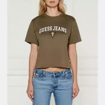 Укороченная футболка Guess, хаки