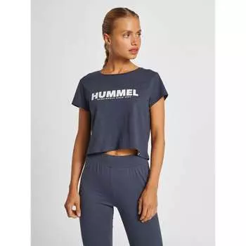 Укороченная футболка Hmllegacy женская для отдыха HUMMEL, цвет blau