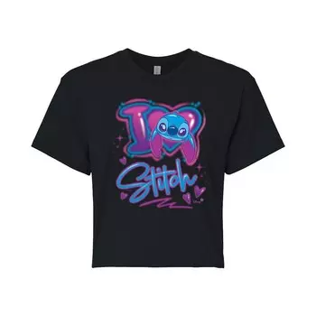 Укороченная футболка I Love Stitch для детей Disney's Lilo & Stitch Licensed Character, черный