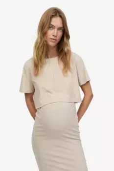 Укороченная футболка и юбка-карандаш H&M, бежевый