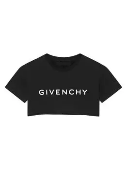 Укороченная футболка из хлопка Givenchy, черный