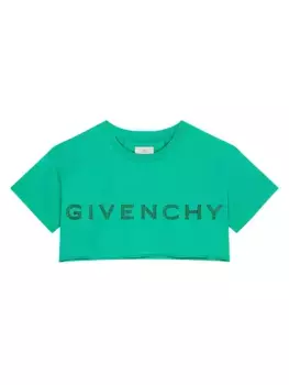 Укороченная футболка из хлопка с логотипом Givenchy, цвет absinthe green