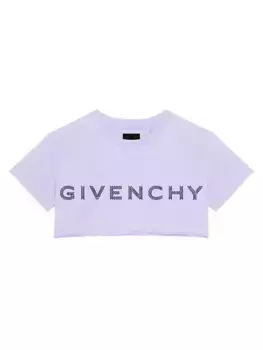 Укороченная футболка из хлопка с логотипом Givenchy, лаванда