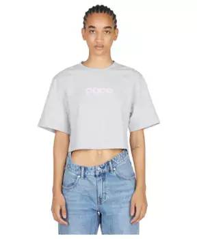 Укороченная футболка из хлопка с логотипом Paco Rabanne, серый