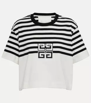 Укороченная футболка из хлопкового джерси 4g Givenchy, черный