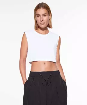 Укороченная футболка из модала Oysho, белый