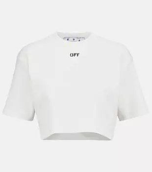 Укороченная футболка из смесового хлопка с логотипом OFF-WHITE, белый