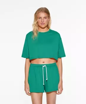 Укороченная футболка из стираного 100 % хлопка OYSHO