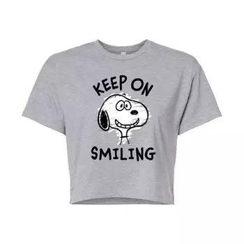 Укороченная футболка Juniors с надписью «Peanuts Snoopy Keep On Smiling» Licensed Character, серый