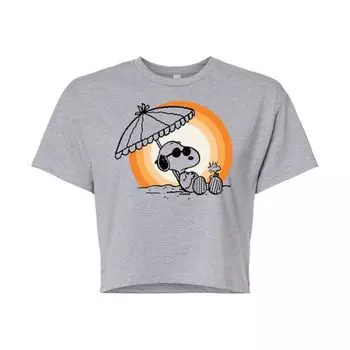 Укороченная футболка Juniors с принтом «Peanuts Snoopy Sunset» Licensed Character, серый