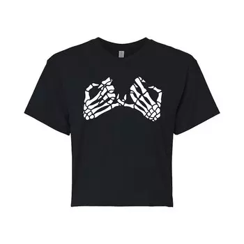 Укороченная футболка Juniors' Skeleton Pinky Promise Licensed Character, черный